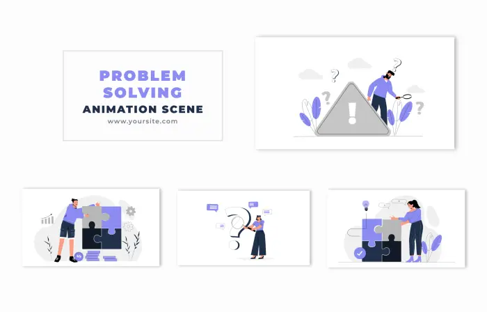 Problem Solving Employee Flat Design Character Animation Scene